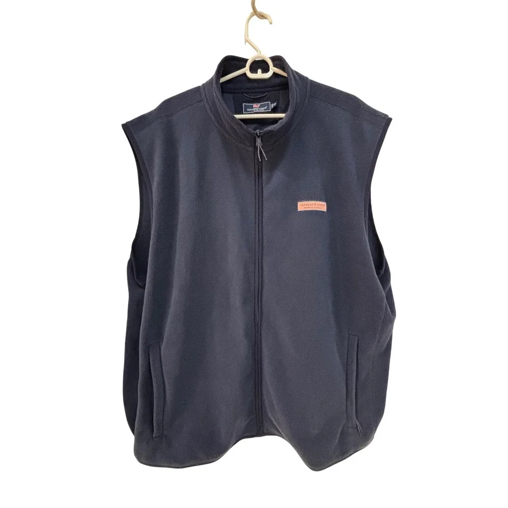 Vineyard Vines Mens Navy Blue Fleece Full Zip Vest 1K005352 Size 3XB Big & Tall